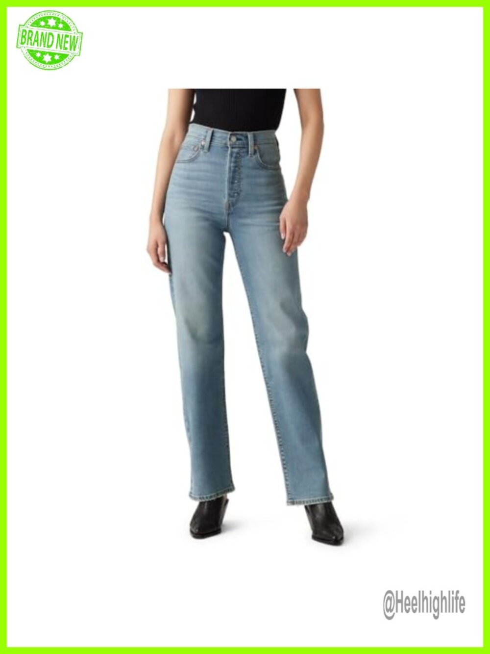 Slim Through Hip Thigh High Rise Straight Leg Full Length Jeans